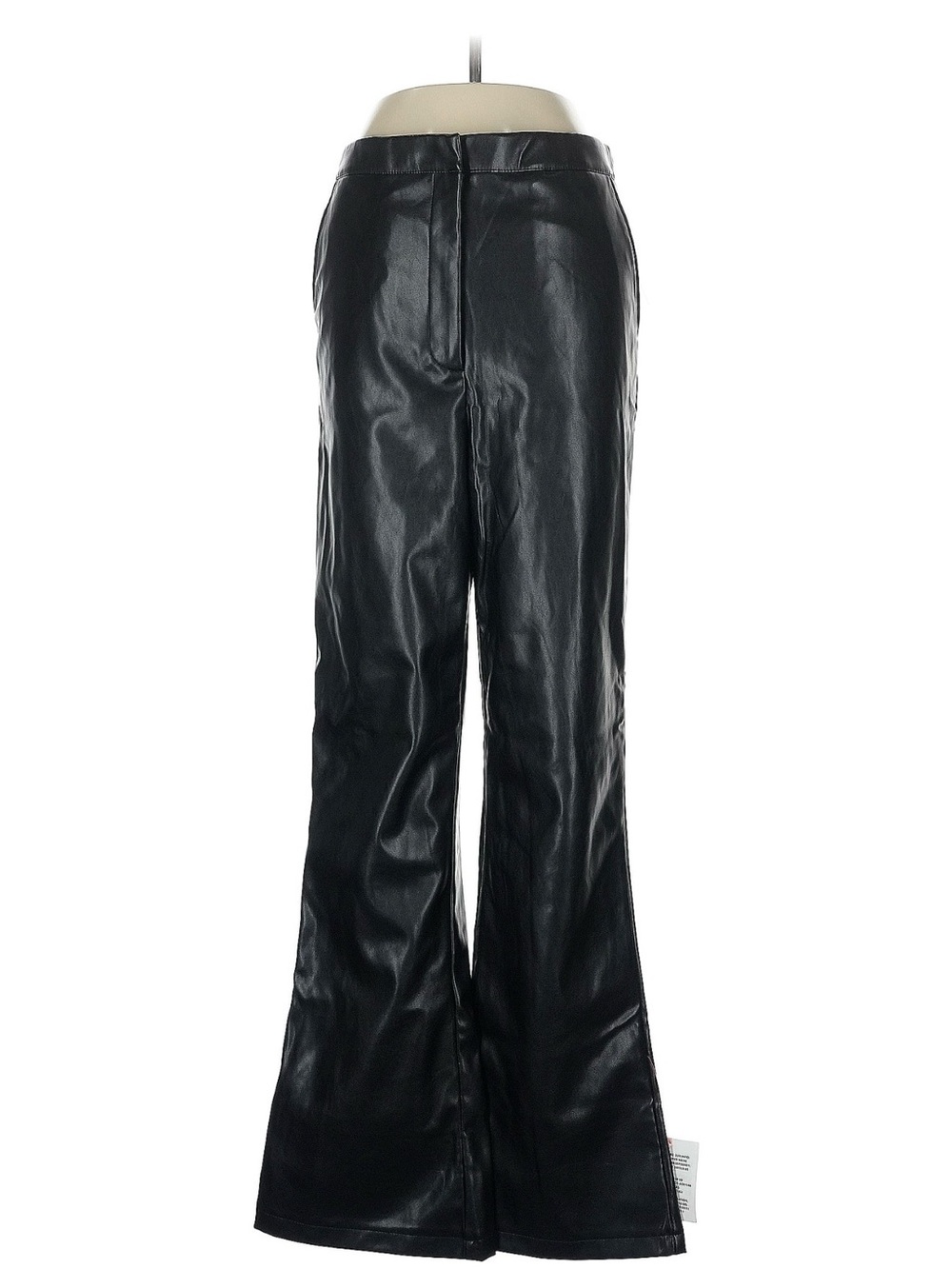 Black Faux Leather Flared Pants